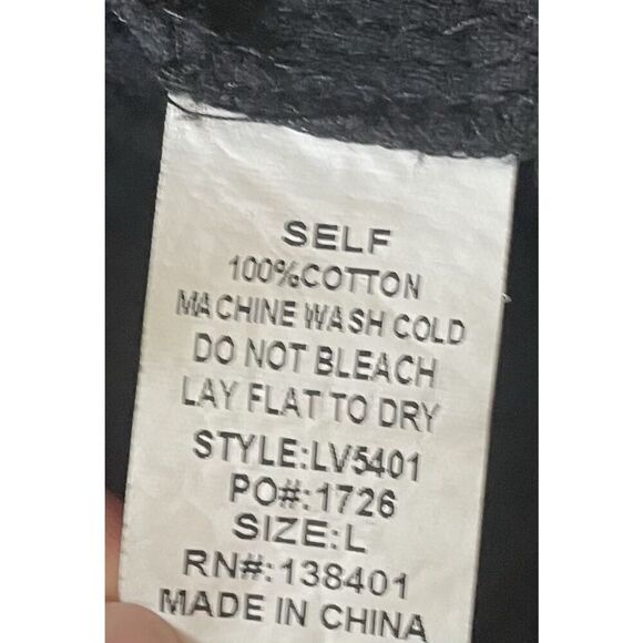 L Love Women's Black Button Down Shirt/ Dress/ Tunic Large Textured Two Pockets - Picture 9 of 10